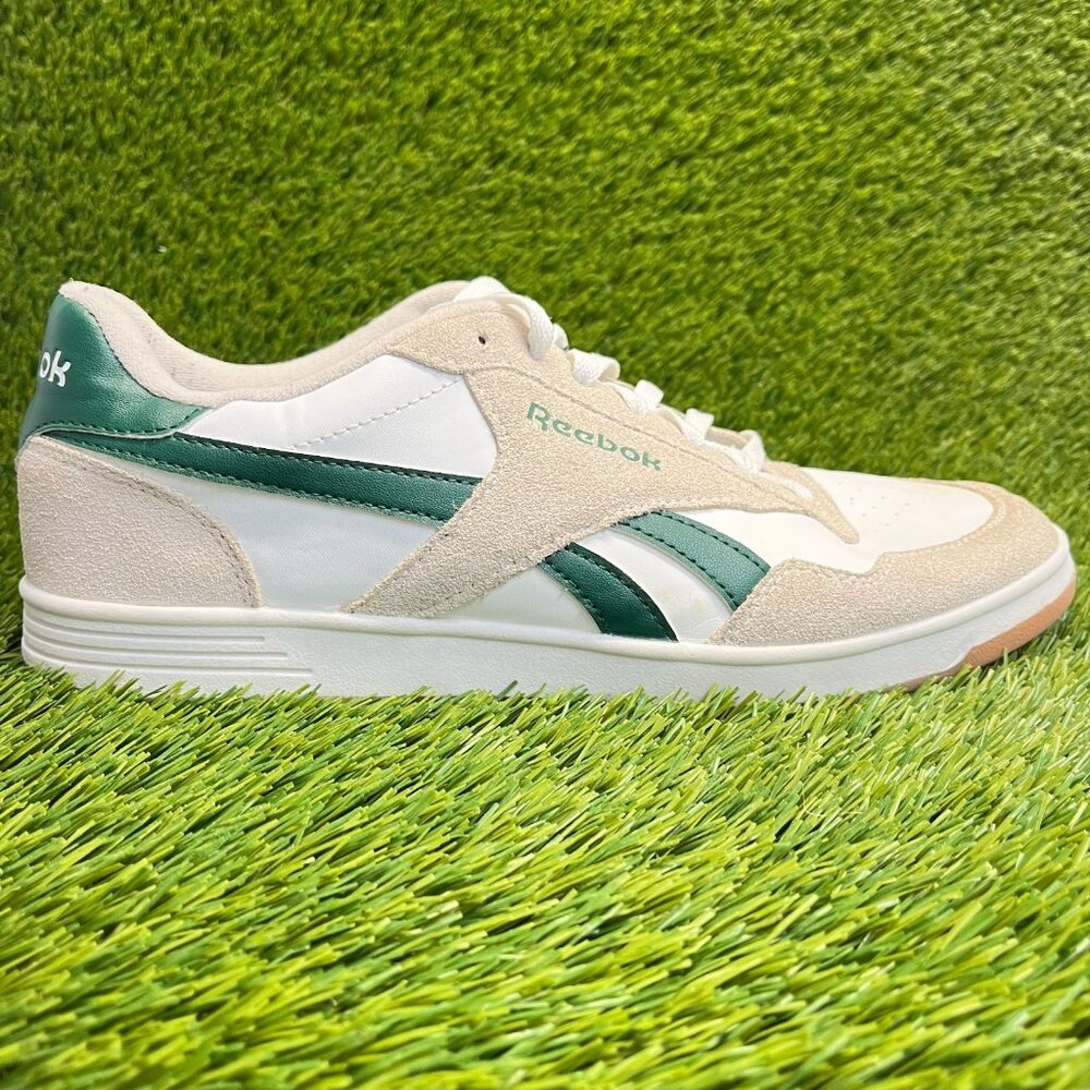Reebok Galaxy 7 Mens Size 11 White Beige Green Athletic Leather Shoes Sneakers